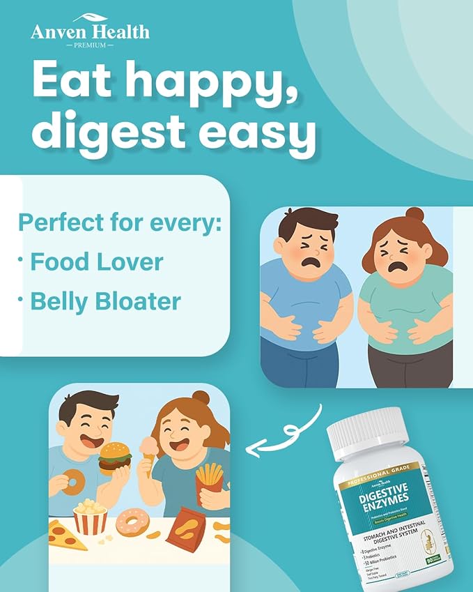 Digestive Enzymes with Probiotics Prebiotics for Women Men - Multi Enzyme for Bloating Relief, Gas, Constipation, Digestive & Gut Health, Vegan & Non-GMO | 180 Capsules