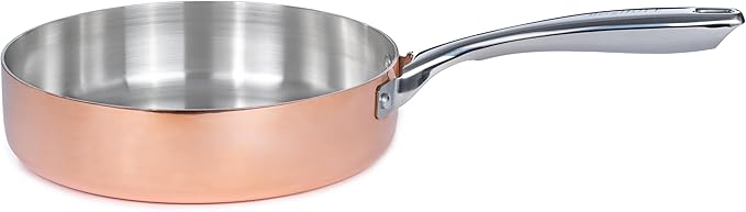 BergHOFF Copper Tri-Ply Cookware Set, Non-reactive 18/10 Stainless Steel, Fast, Evenly Heat, Gold Coated (4Pc-Polished)