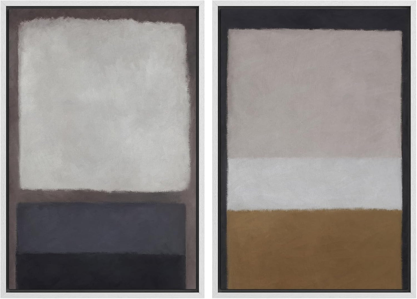 SIGNWIN Framed Canvas Print Wall Art Set Gray Brown Pastel Geometric Color Blocks Abstract Shapes Illustrations Art Contemporary Decorative for Living Room, Bedroom, Office - 16"x24"x2 White