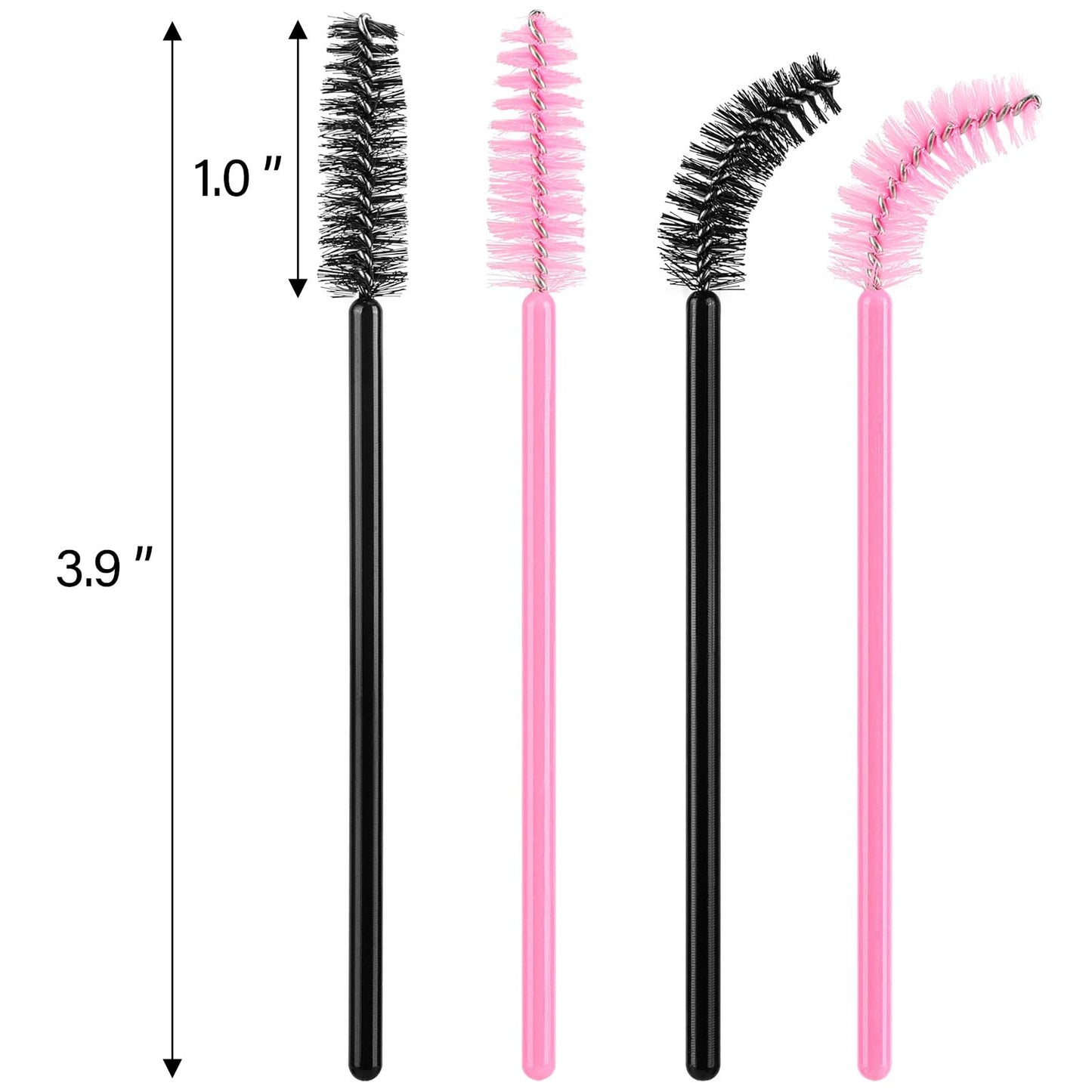 1000 Disposable Mascara Wands Eyelash Brushes Spoolies for Eyebrow Eye Lash Extension Black and Pink