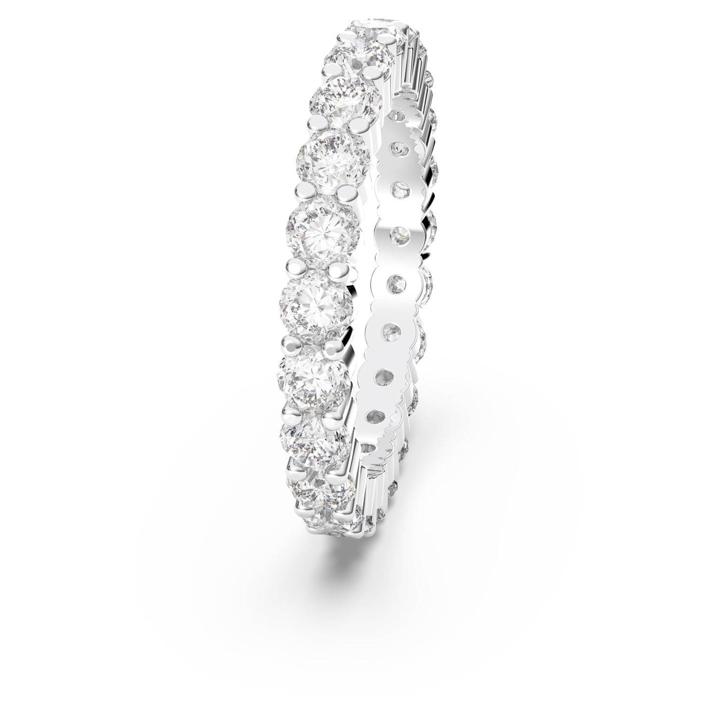 Swarovski Vittore XL Ring, Clear circle-cut Swarovski Crystals on a Rhodium Finish Setting, Size 5, Part of the Swarovski Vittor