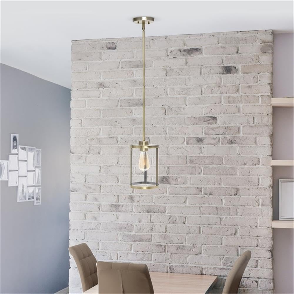 Lalia Home 1-Light Pendant Fixture, Adjustable, Clear Glass, Antique Brass, 9.25in Height, Model 1270-LHP-3002-AB