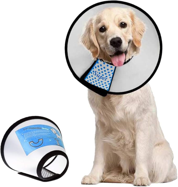 Supet Dog Cone Collar Adjustable After Surgery, Comfortable Pet Recovery Collar & Cone for Large Medium Small Dogs, Elizab...