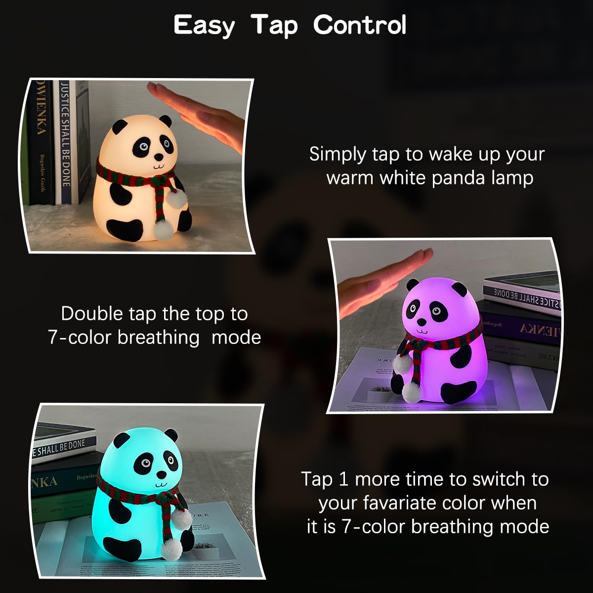 LEDHOLYT Kids Night Light Panda - Silicone Nursery Lamp for Baby & Toddler, Cute Animal Design
