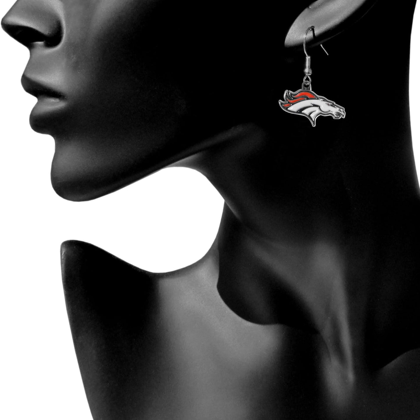 NFL Siskiyou Sports Womens Denver Broncos Chrome Dangle Earrings One Size Team Colors