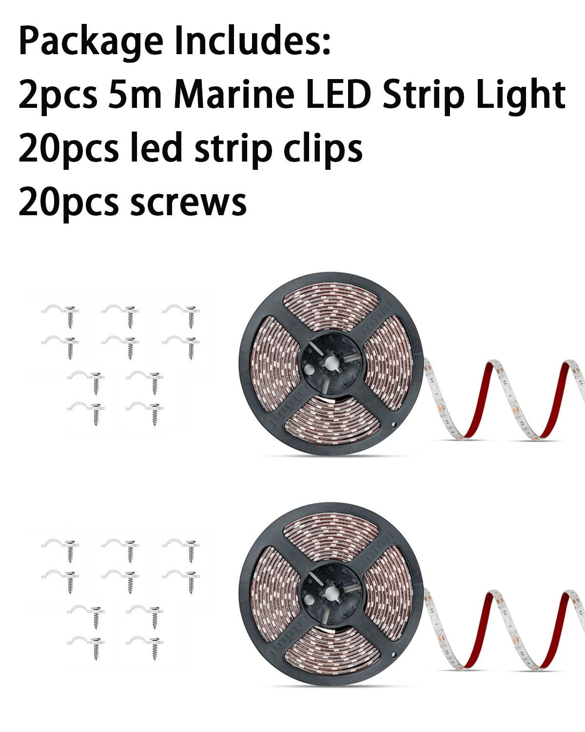 Seaponer Marine LED Light Strip for Boats, 12V, 10m (32.8ft), Blue, Flexible Accent Lighting for Deck and Interior Use