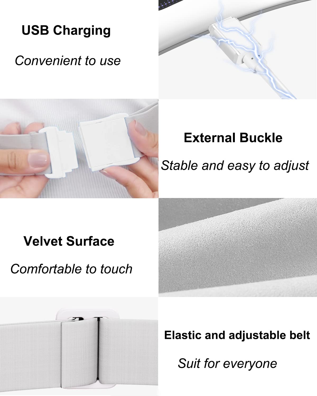 Electric Heating Pad,Portable Cordless Menstrual Heating Pad with 4 Heat Levels and 4 Massage Modes, Heating Pad for Cramps,Back Pain Relief (White)