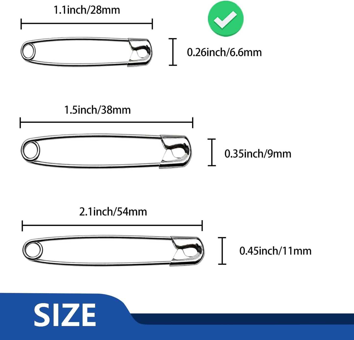 ZIPCCI 1000 Pcs 1.1 inch Nickel Plated Mini Safety Pins