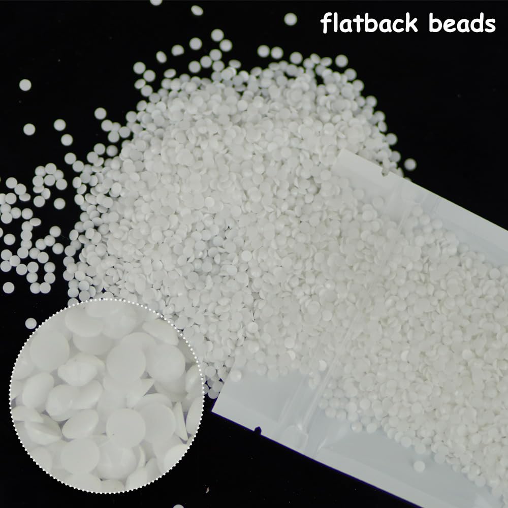 22000 pcs White Resin Rhinestones for Crafts, 5mm 4mm 3mm Bulk Non-Hotfix Pure White Gems Stones Diamonds SS20 SS16 SS10 for DIY