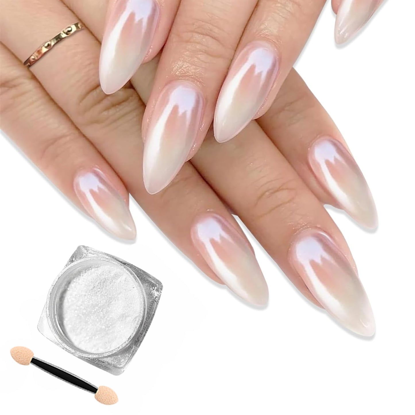 White Pearl Chrome Nail Powder, Pearlescent White Nail Art Jewelry Glitter Powder Symphony Mermaid Pearl Neon Nail Powder, The P