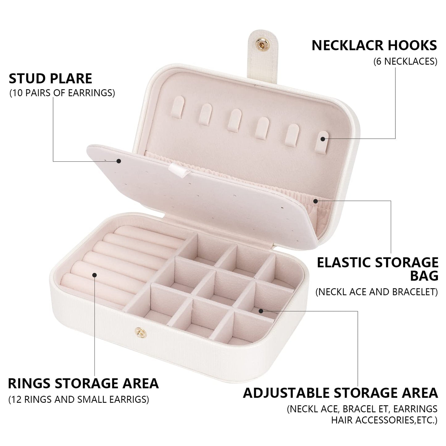 FEISCON Travel Jewelry Box, Jewelry Organizer for Girls Gift Small Jewelry Storage Box for Necklace Ring and Earrings Girls Jewe