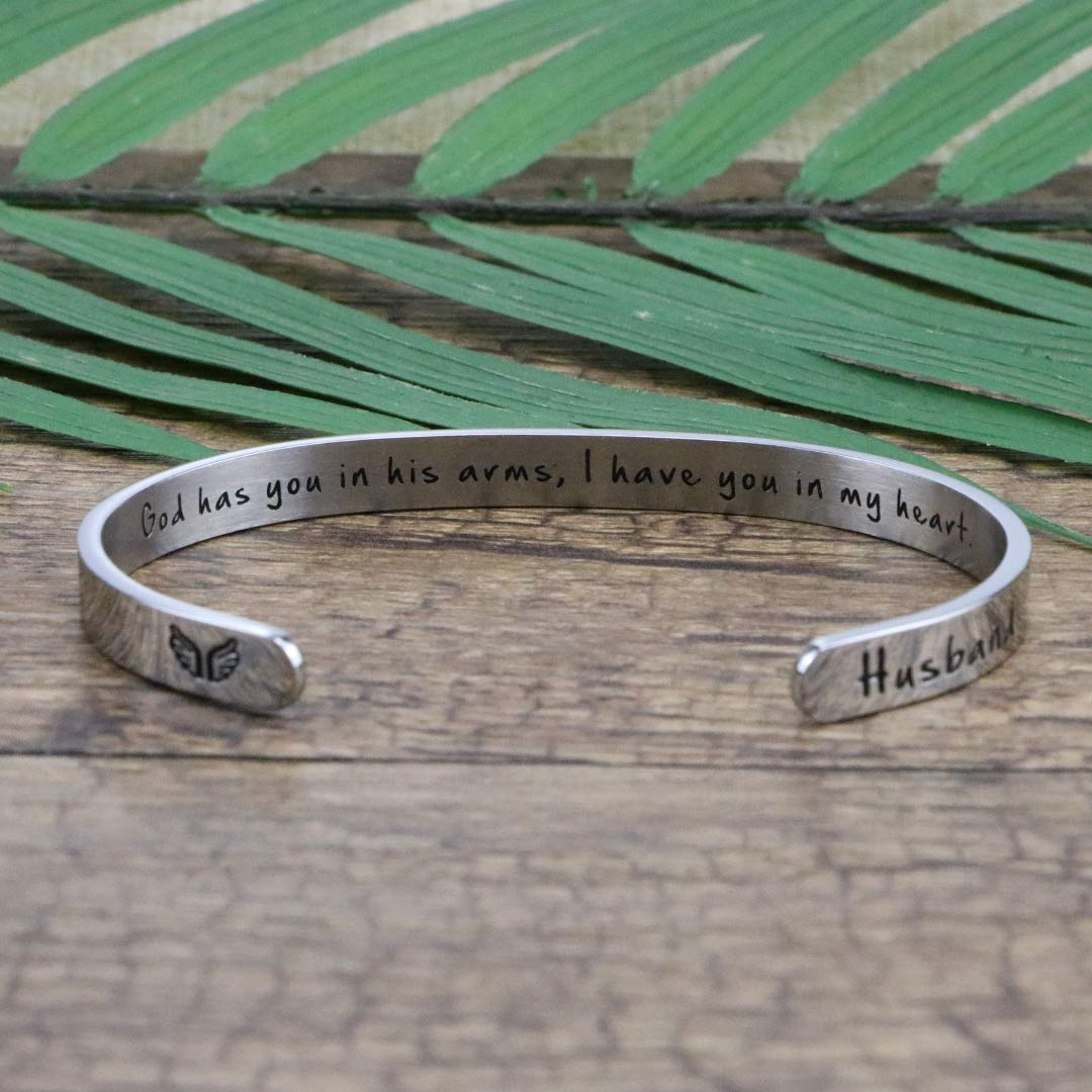 JoycuFF Sympathy Gift for Loss of Husband Memorial Jewelry Women Remembrance Bracelet Secret Message Condolence Gift See You in