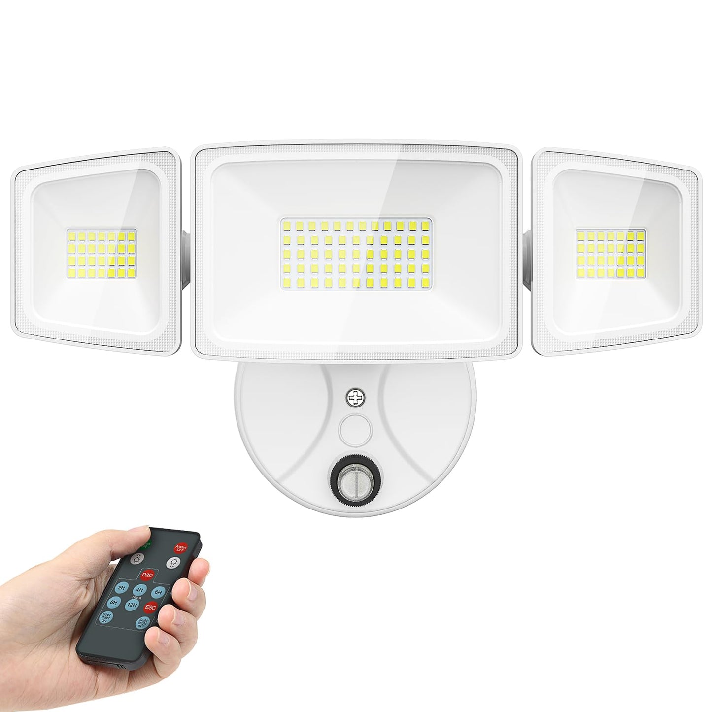 Onforu Dusk To Dawn Outdoor Lighting 60W 6000Lm Flood Lights Outdoor Security Lights Wired With Remote Ip65 Waterproof Led Outdoor Light 3 Adjustable Heads Photocell Light For Garage Patio Yard White