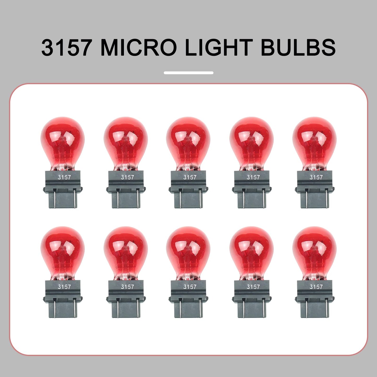 Tesnaao 10 Pack Car Instrument Light Bulb  3157 Brake Light Bulb  12 V 21/5 W Automobile Lighting Replacement Accessory  Universal For Most Cars  Trucks And Vans (Red)