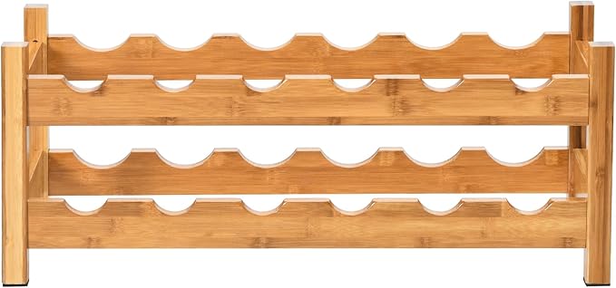 COSTWAY Wine Rack, Bamboo 12 Bottles 2-Tier Wine Display Rack for Countertop Home Kitchen Pantry, Freestanding Wine Storage, Rack Tabletop Wine Rack, Bar, Pantry, Cellar, Nature (24.5L x 9.5W x 10H)