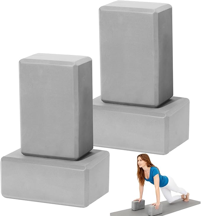 4 Pack Yoga Blocks - Premium EVA Foam Blocks for Pilates Workout, Stretching, Meditation - Yoga Brick for Flexibility, Bal...
