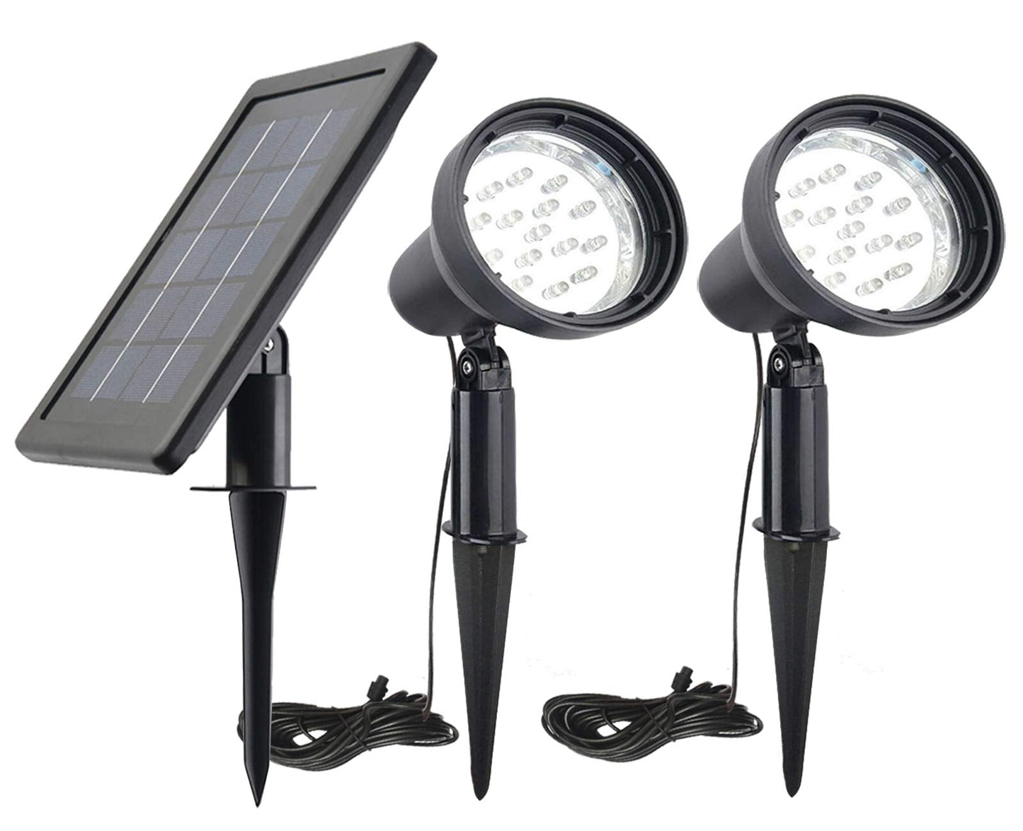 Sunlong Solar Powered Spot Lights - Waterproof 2-In-1 Adjustable Brightness For Yard, Flagpole, Landscape - 2 X Spots, White, Model Slsp00