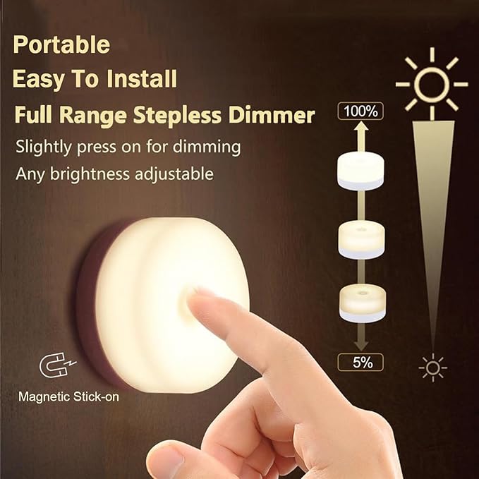 S SELDORAUK Touch Night Lights for Kids with Dimming Function, Rechargeable Nursery Night Light Kit (3000K Warm White 1Pack)
