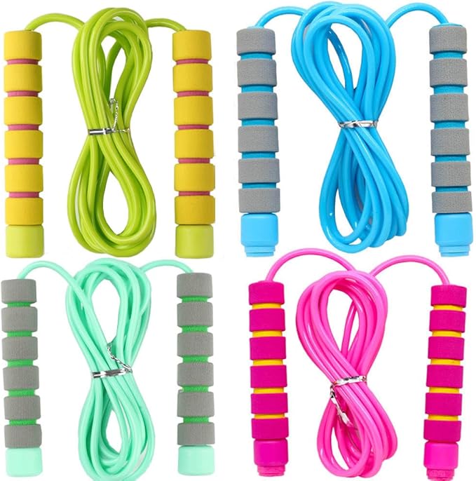 Adjustable Soft Skipping Rope with Skin-Friendly Foam Handles for Kids, Children, Students and Adults, Fitness Jump Rope F...