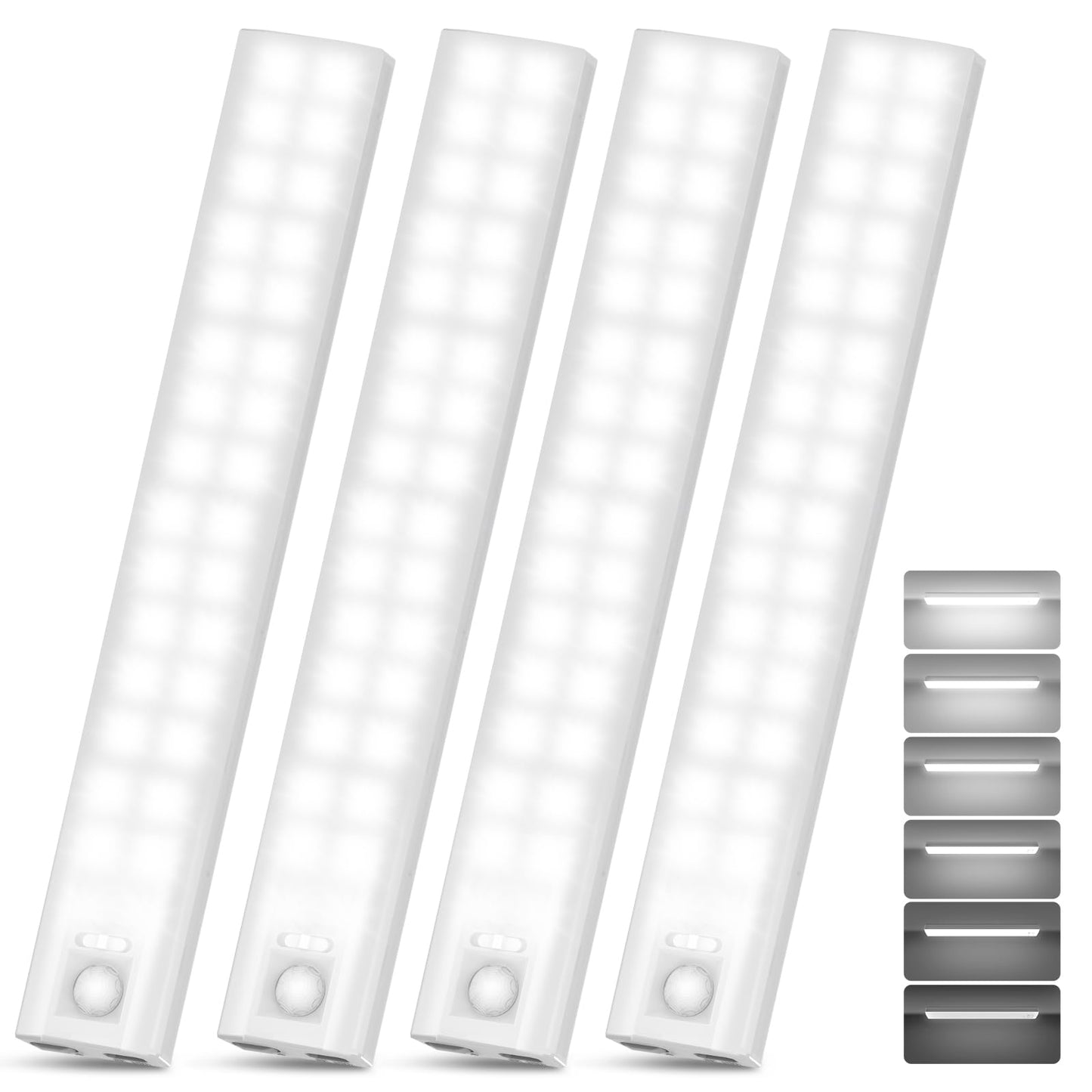 10  Under Cabinet Lighting  68Leds Motion Sensor Light Indoor  Rechargeable Battery Magnetic Closet Light  Wireless Under Counter Lights For Kitchen  Stairs  4-Pack Daylight