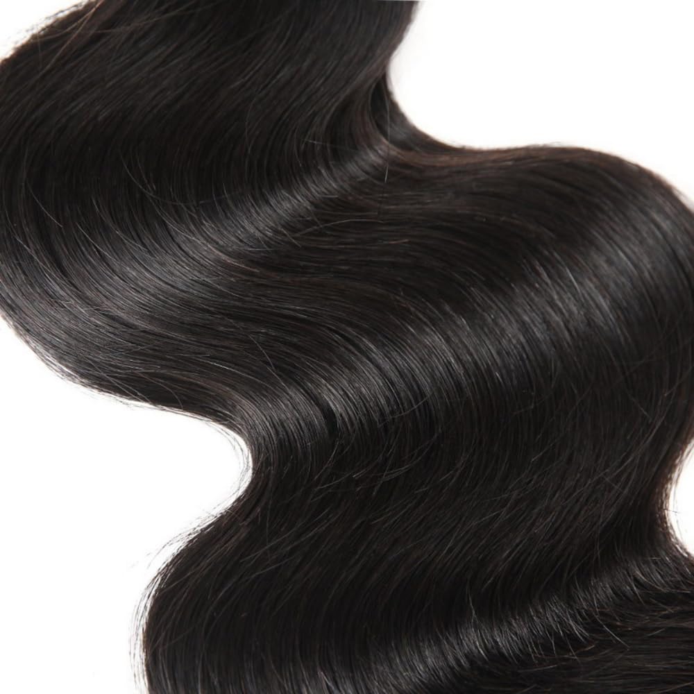 Huarisi 10A Brazilian Body Wave Human Hair Bundles, 24-26 Inch, 100% Unprocessed Virgin, 2 Bundles for Women, Natural Black, Sew