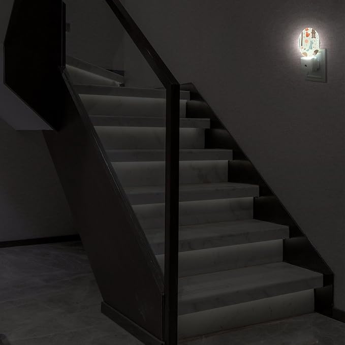 Axayaz Animal Night Light Plug Into Wall Fox Bear Bunny Elk Hedgehog Birds Mushrooms Trees Cartoon Flower Auto Sensor LED Dusk to Dawn Light for Bedroom Staircase