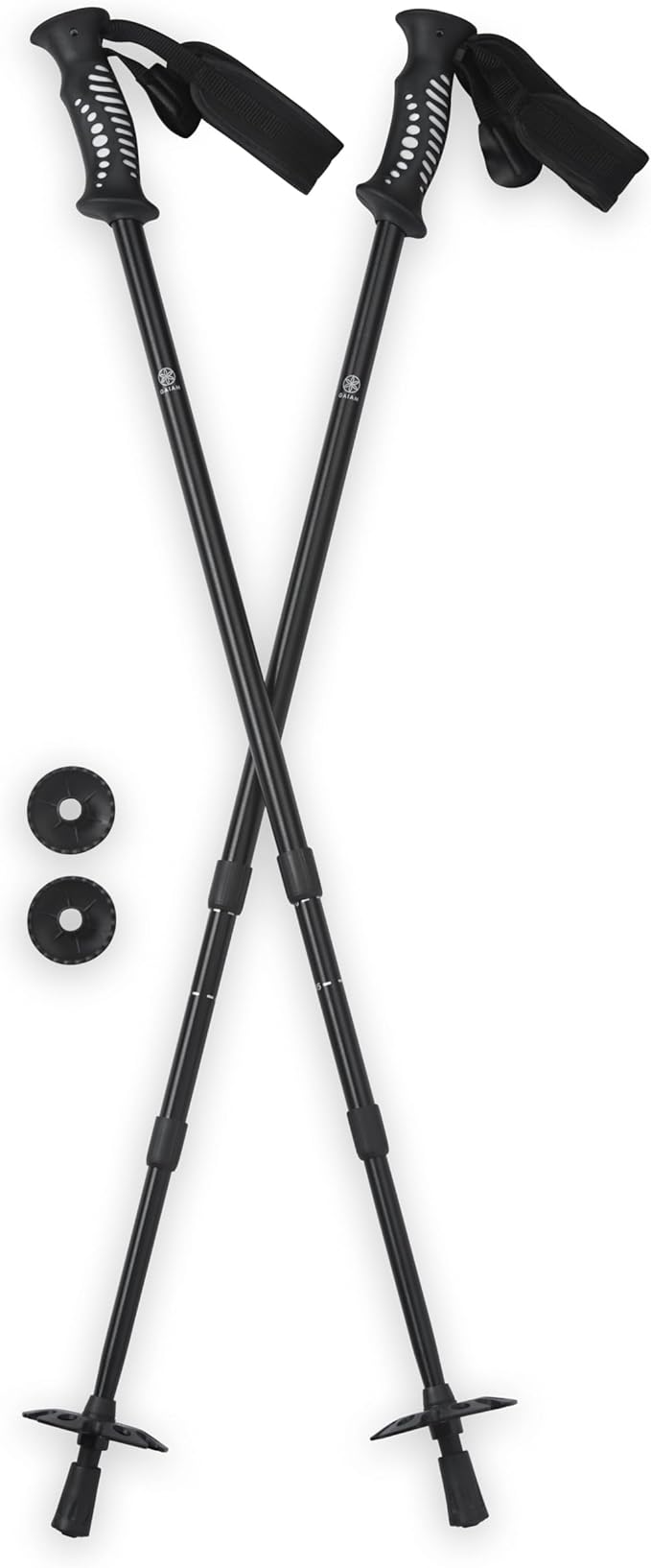 Gaiam Trekking Poles (Pair, Black), Lightweight 7075 Aluminum Hiking Support Walking Stick, Comfort-Grip Handles, All-Terr...