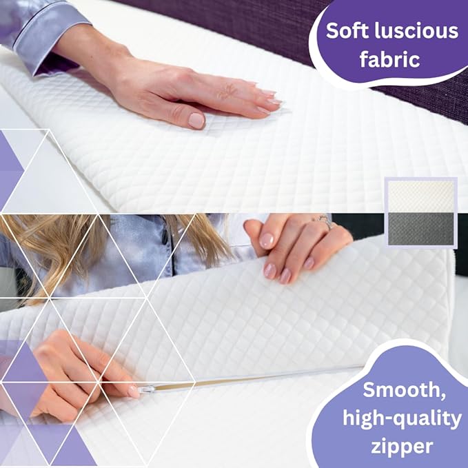 Bed Wedge Pillow for headboard Mattress Gap DuoWedge lux. (White, Queen 60") The Perfect Filler for Gaps up to 7"