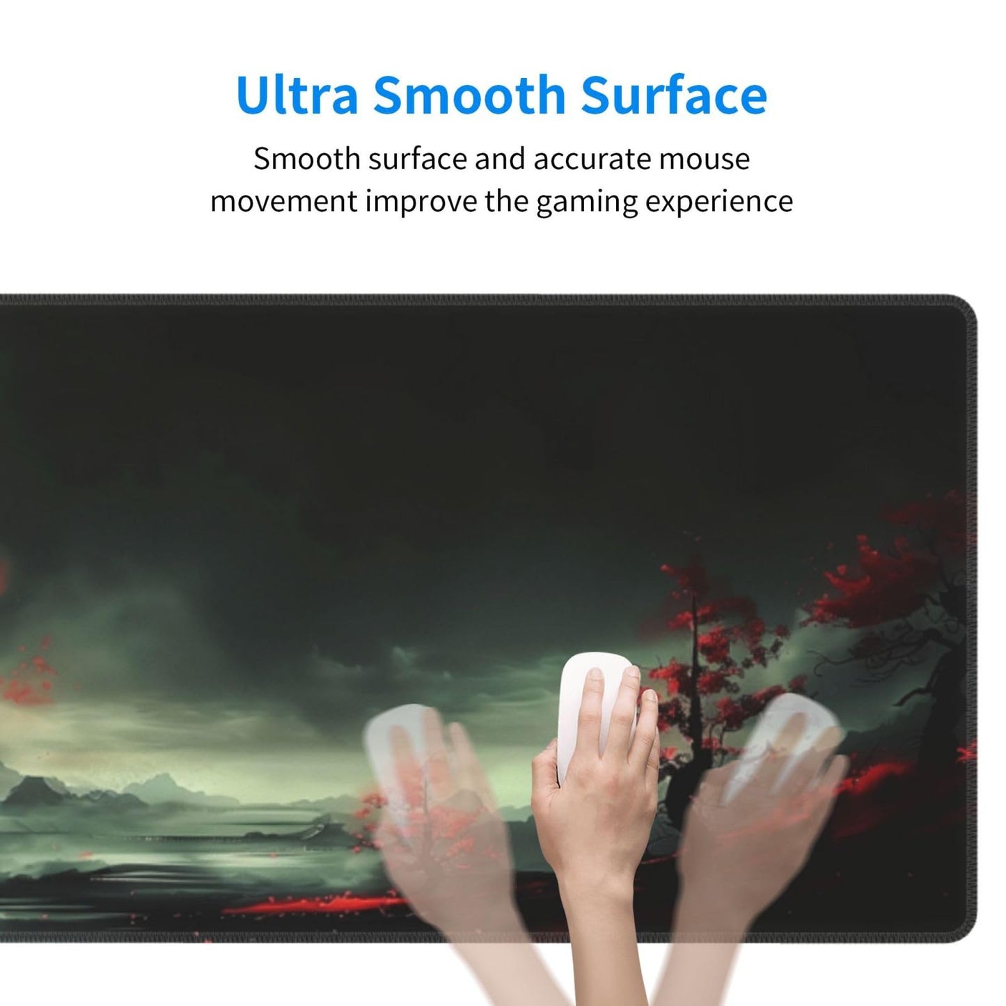 Extended Gaming Mouse Pad, Large Desk Mat XL Anime Mouse Pad Waterproof with Stitched Edges, Non-Slip Desktop Pad for Home and Office, Level Up Your 31.5x11.8 Inch (Red Moon)