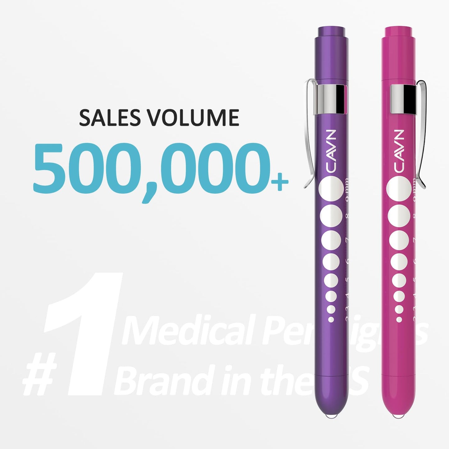 CAVN Pen Light with Pupil Gauge LED Penlight for Nurses Doctors, 2 Pcs Reusable Medical Penlight for Nursing Students (Purple/Pink)