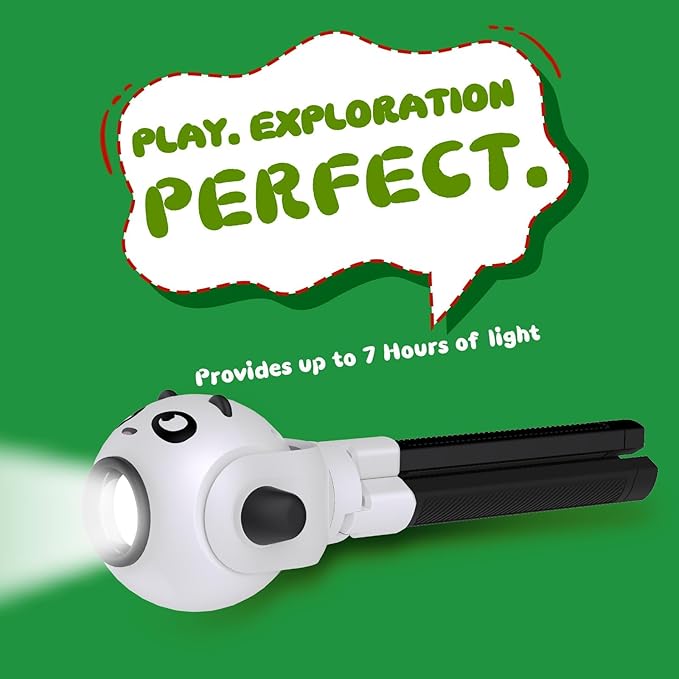 TOLYS Panda Kids Flashlight – Rechargeable LED Torch with 8 Color Modes, USB-C, Fun Flashlight for Boys & Girls, Perfect for Parties, Camping & Outdoor Adventures