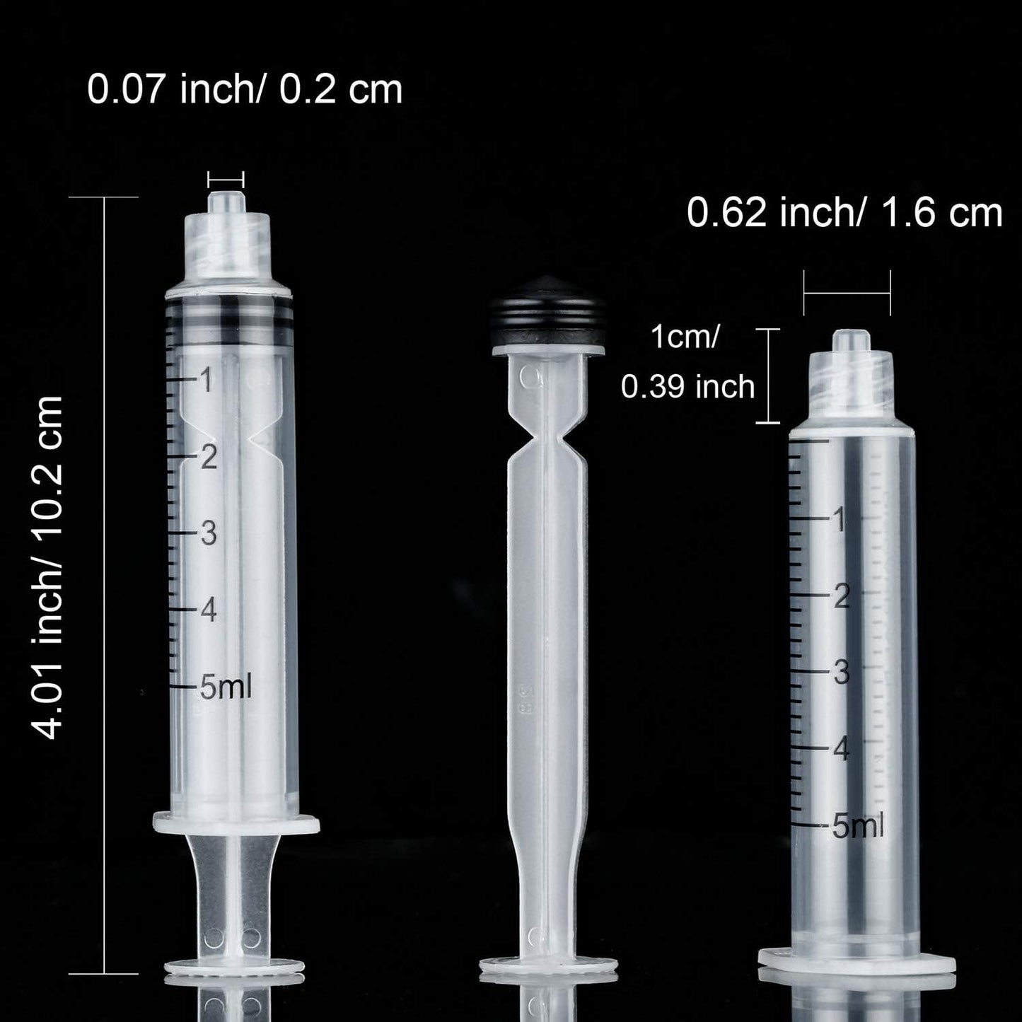TecUnite 20 Pack Syringe Without Needle, Plastic Curved Syringes for Epoxy Resin, Craft, Feeding Pets Animals, Oil or Glue Applicator(5 ML)