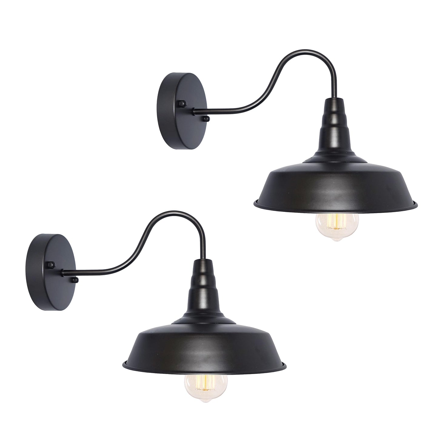 Brightess Black Vanity Light Fixtures, Gooseneck Barn Style, Metal, Set Of 2, Hardwired Sconces For Kitchen And Bedroom