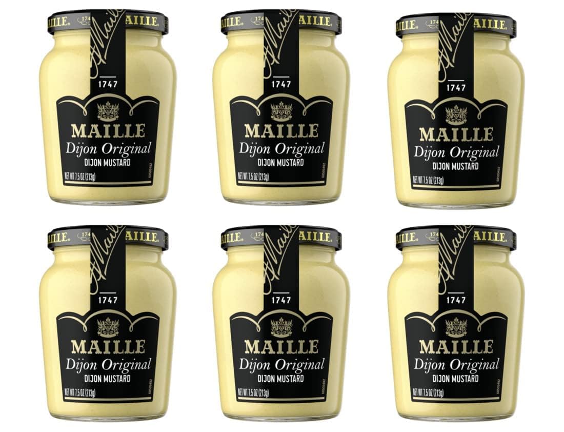 Maille Mustard, Dijon Originale No Added Sulfites, 7.5 oz, 6 Count (Packaging may vary)