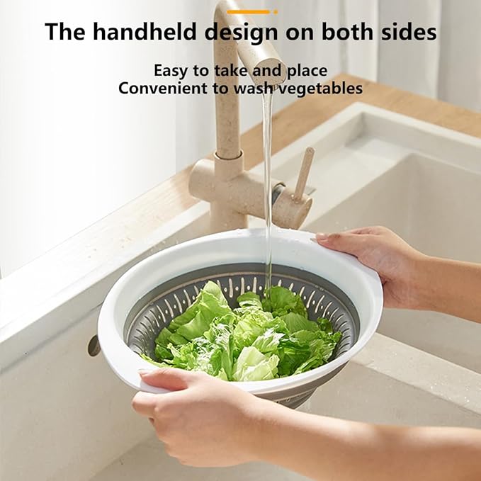 Collapsible Colander and Strainer,Silicone Strainer Colanders & Food Strainers,for Vegetable and Fruit, Kitchen Essentials (2, Green, 1.3L+2.5L)