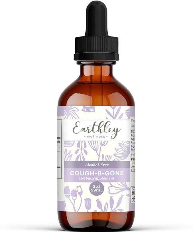 Earthley Wellness, Cough-B-Gone, Organic Herbal Formula, Alcohol-Free Herbal Tincture for Kids (6 Months+) & Adults, Cold ...