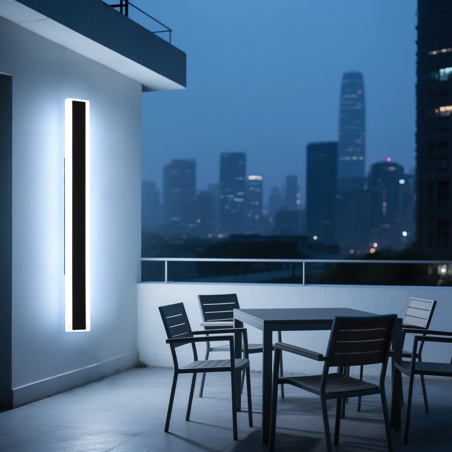 Mikeru 70.8Inch Long Led Wall Light  6000K Cool White Modern Outdoor Wall Light Ip65 Waterproof Black Acrylic Porch Exterior Lighting Fixtures  Exterior Wall Mount Lights For Garage Front Door