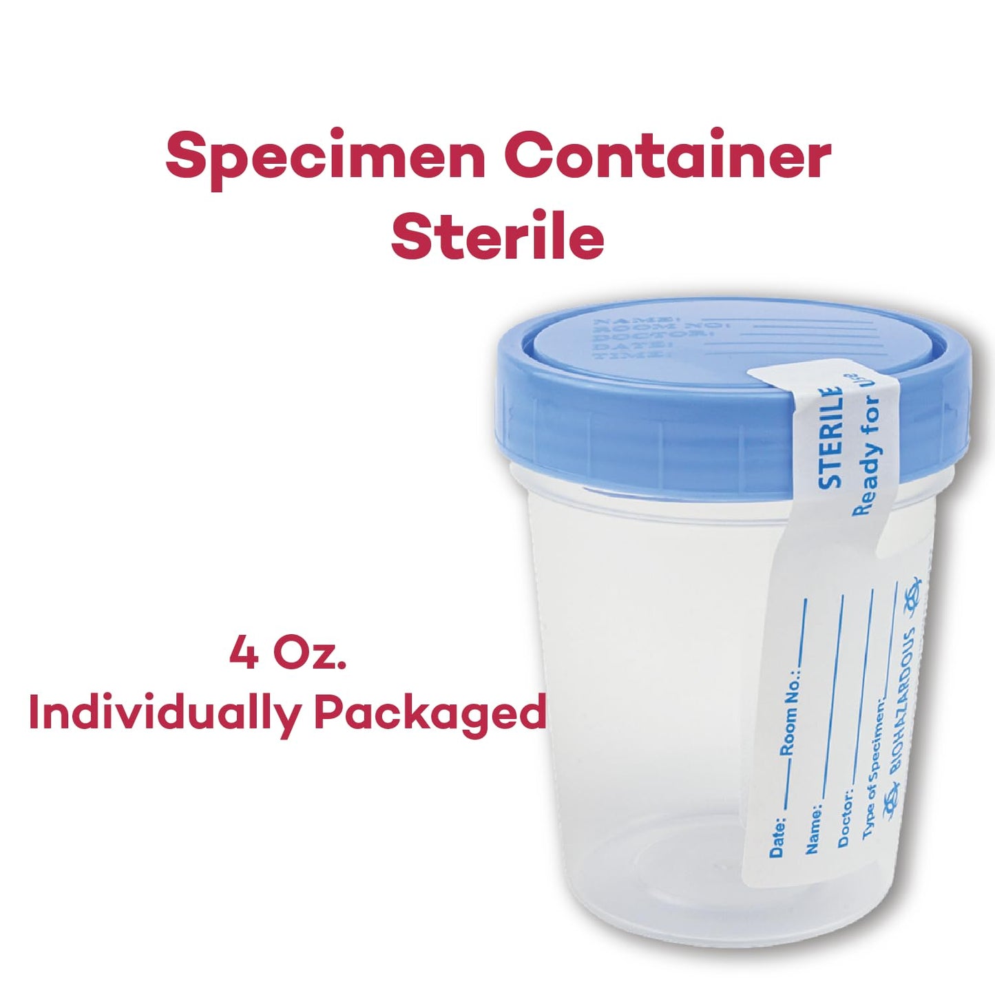Dealmed Specimen Collection Containers Single Use Urine Specimen Cups, Screw on Leak Resistant Lid, Included ID Label, 4 oz, 10 Count