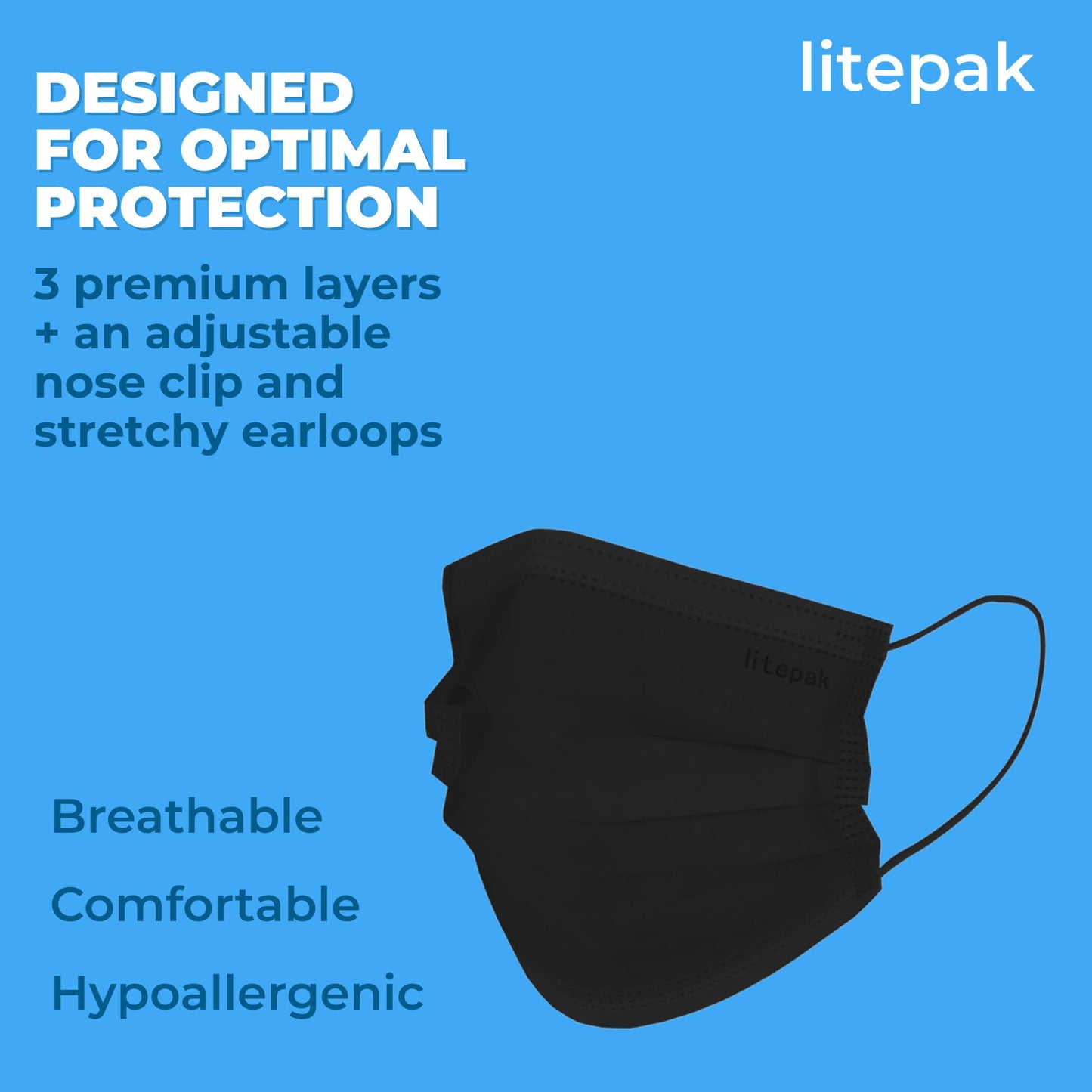 200pcs Kids Disposable Face Masks - 3 Ply Kids Mask for Boys Girls - Back to School Supplies (Black)