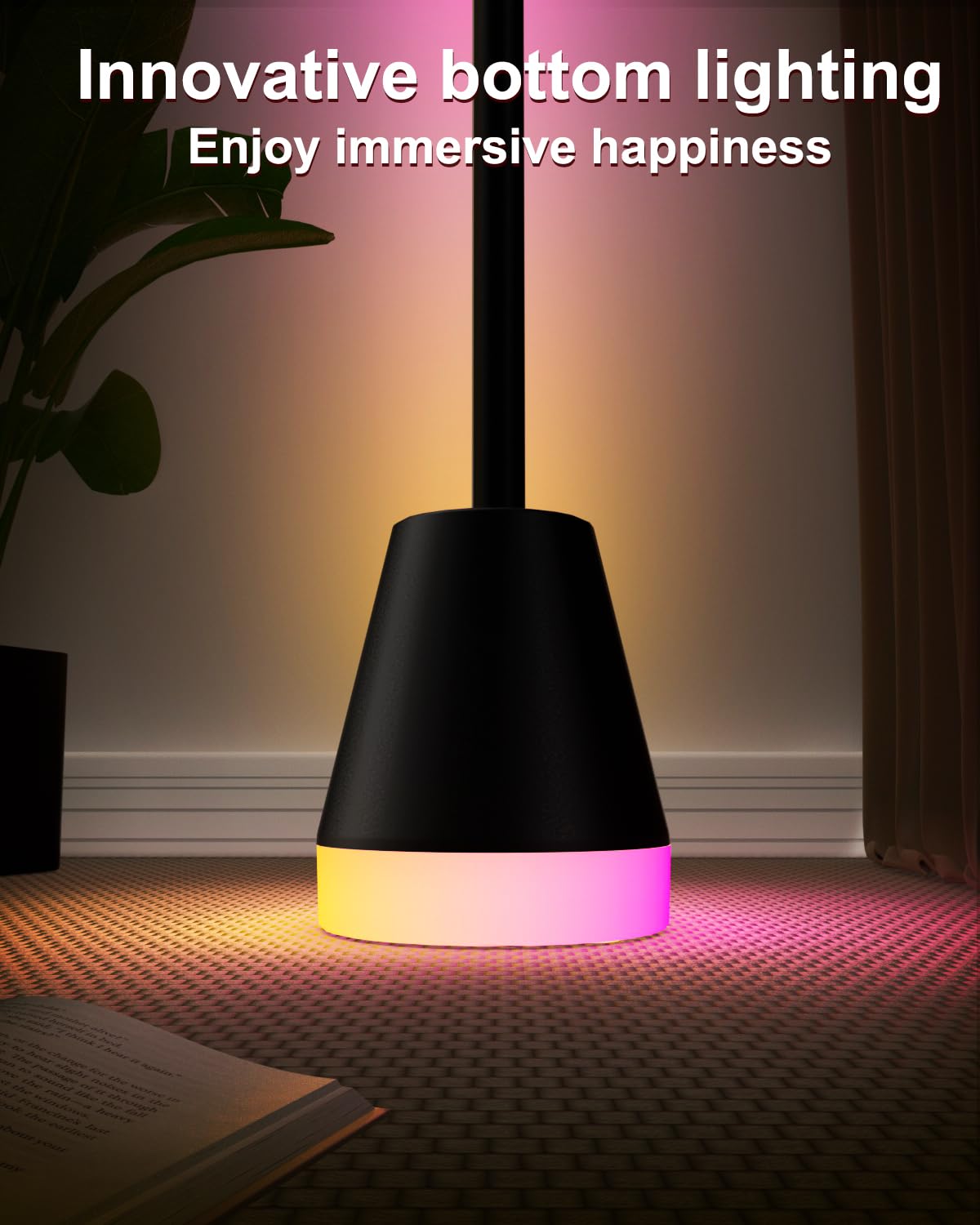 Keepsmile Smart RGB LED Floor Lamp, Music Sync, 16 Million Colors, Matte Black, Model HX-818, 2 Pack