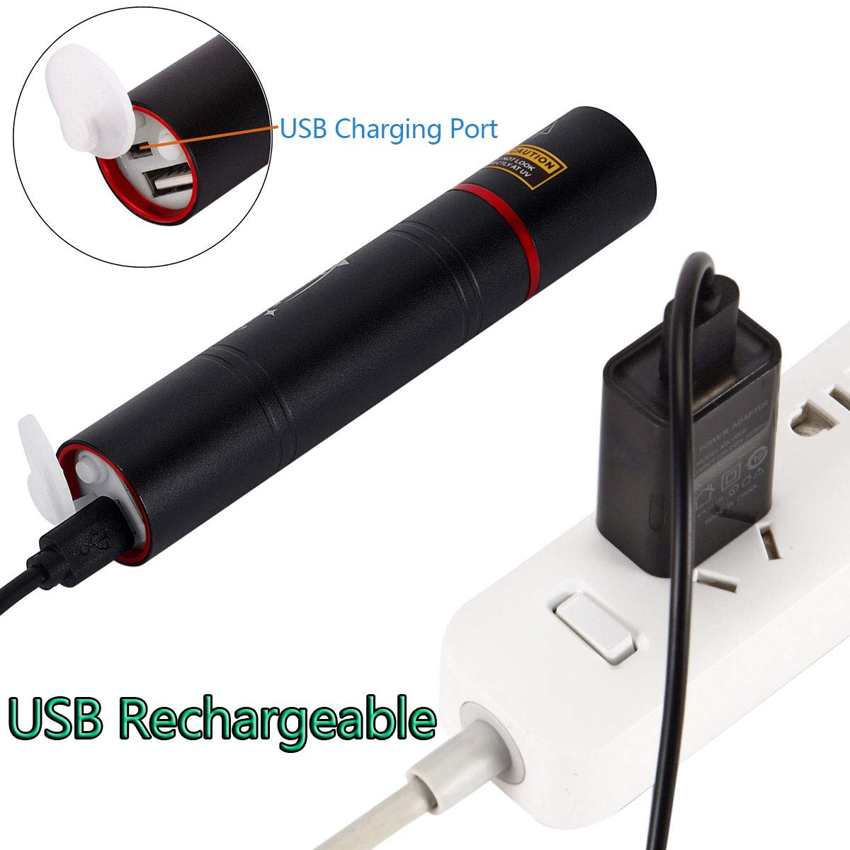 ALONEFIRE SV16 UV Flashlight, 5W Portable Black Light, USB Rechargeable, 365nm, Mini Urine Stain Detector