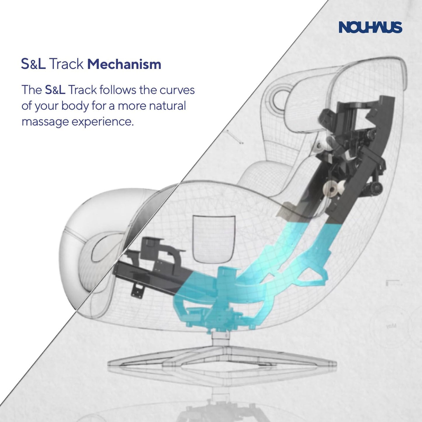Nouhaus Classic Massage Chair with Ottoman. White Leather Lounge Chair, with Percussive & Shiatsu Chair Massager, Bluetooth Spea