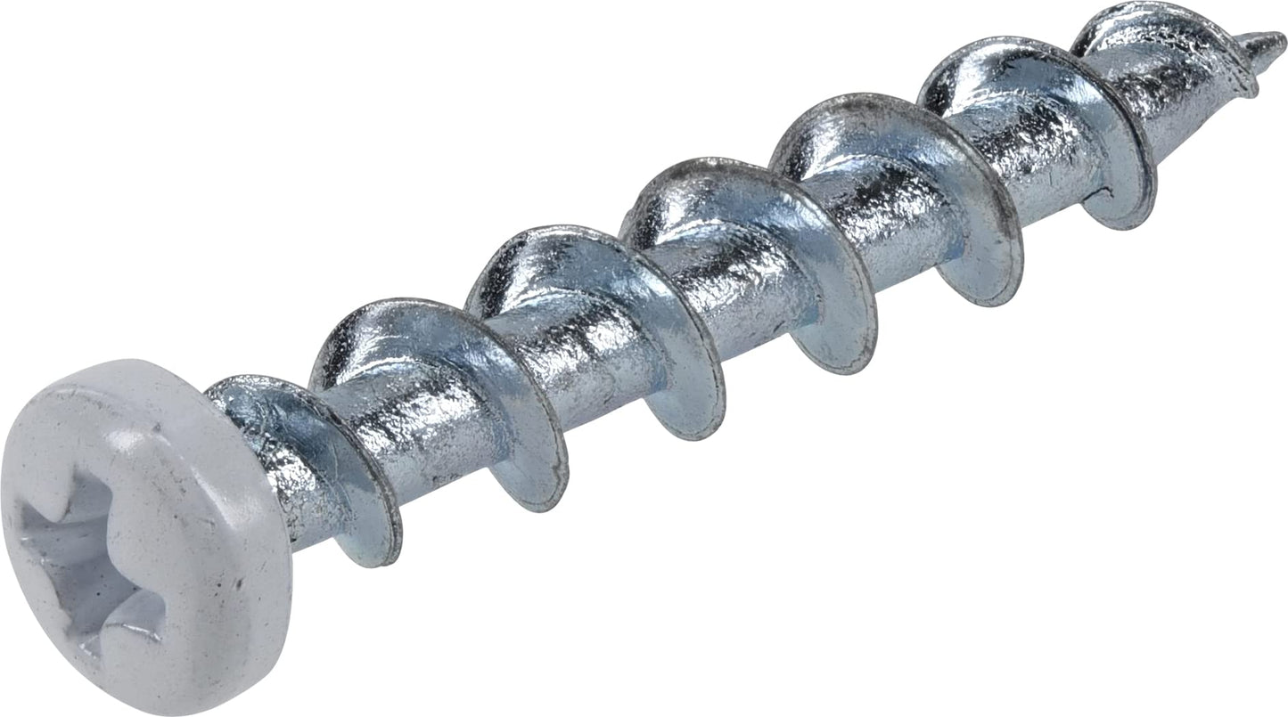 Hillman Borefast Drywall Anchors, Holds 50 Pounds in Drywall and 200 Pounds in Concrete, 1 1/2" Pan Head, White, 75-Pack, 377632