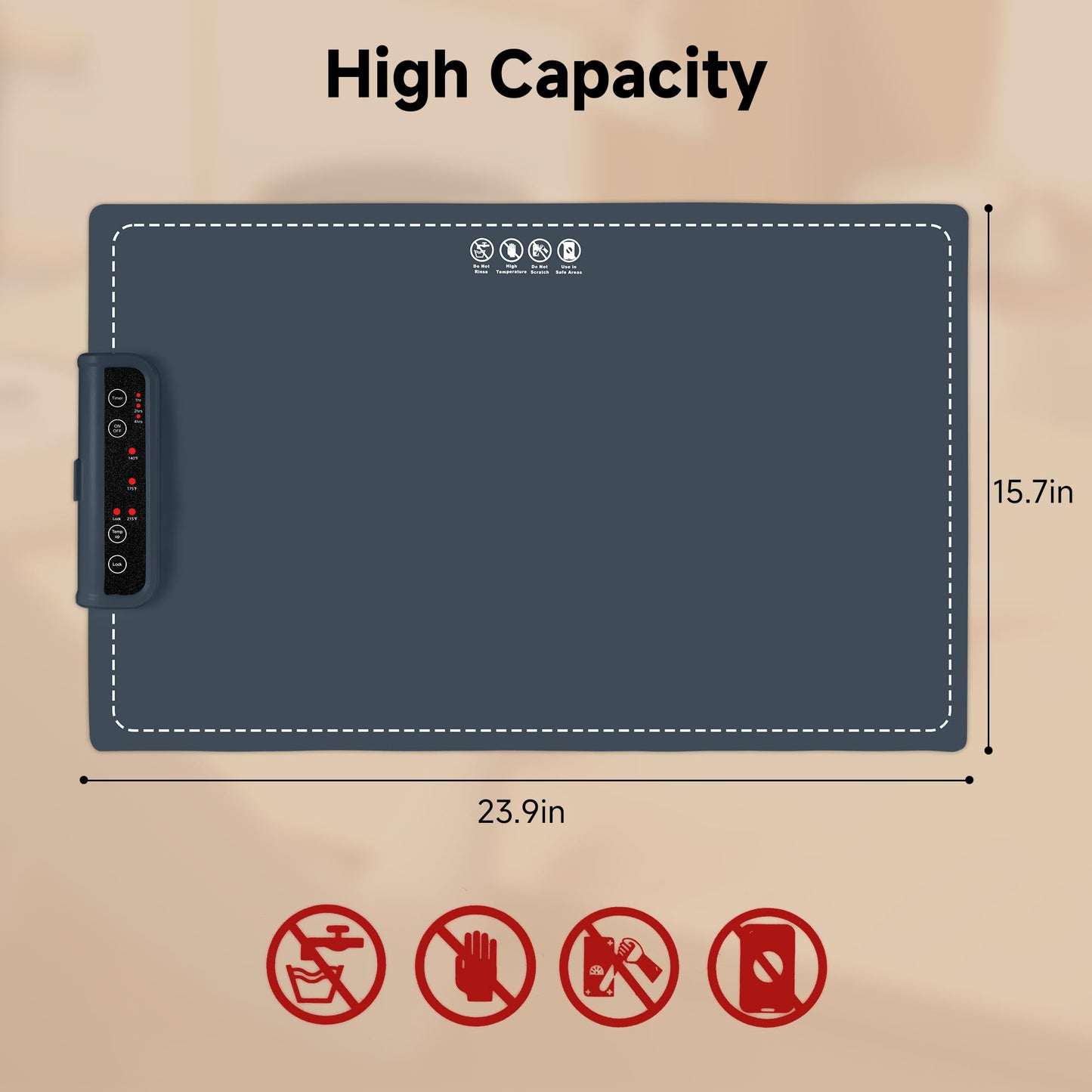 Food Warming Mat- Foldable Warming Mat for Food with Adjustable Temperature Control Time Moders Locking Function Electric Warming Tray for Parties,Home,Travel,Buffet Dark Blue