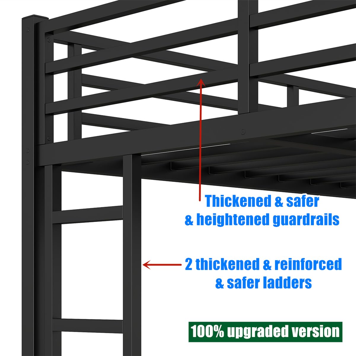 NOAHLEO Stronger & Safer Heavy Duty Metal Twin Over Full Bunk Bed with Twin Trundle for Adults Teens, More Stable Thickened Steel Bunkbed (Twin Over Full Bunk Bed with Twin Trundle)
