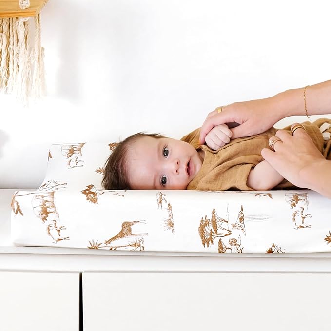 GRSSDER Stretch Ultra Soft Jersey Knit Changing Pad Cover Set 2 Pack, Change Table Pad Covers Fit 32"/34" x 16" Pads Safe and Snug, Stylish Elk Animals Pattern