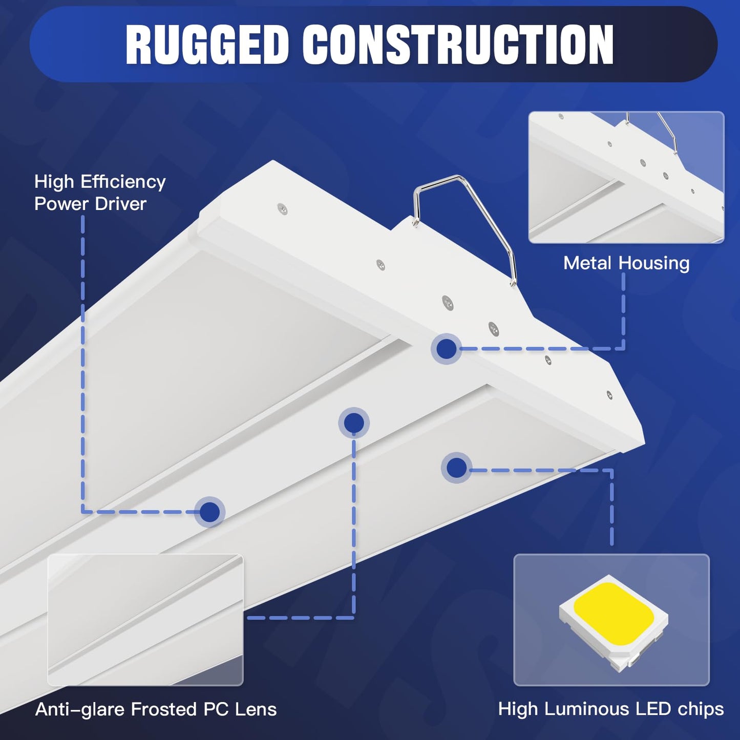 Jtt Led Linear High Bay Light 200/150/100W 30000Lm Shop Light Commercial 360 Adjustable 4/5000 Cct Tilt Hanging Led High Bay Shop Lighting Fixtures For Garage Warehouse Workshop Store  Etl 2-Pack