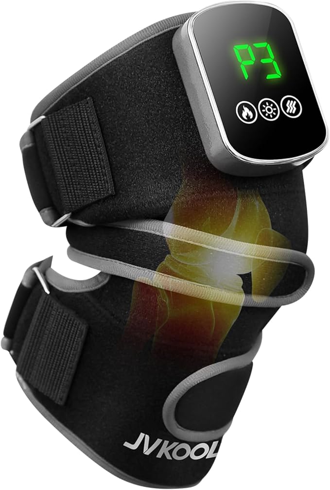 JVKOOL Knee Massager with Heating and Red Light Therapy: Infrared Light Therapy Vibration Moodes Knee Brace for Women - Mu...