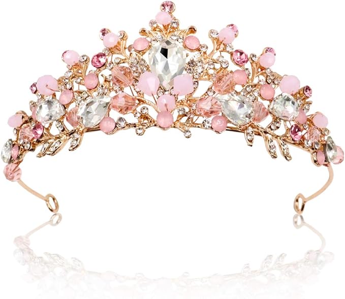 NODG Rose Gold Tiaras and Crowns for Women Pink Crystal Wedding Tiaras for Women Birthday Party Headbands Prom Pageant Tia...