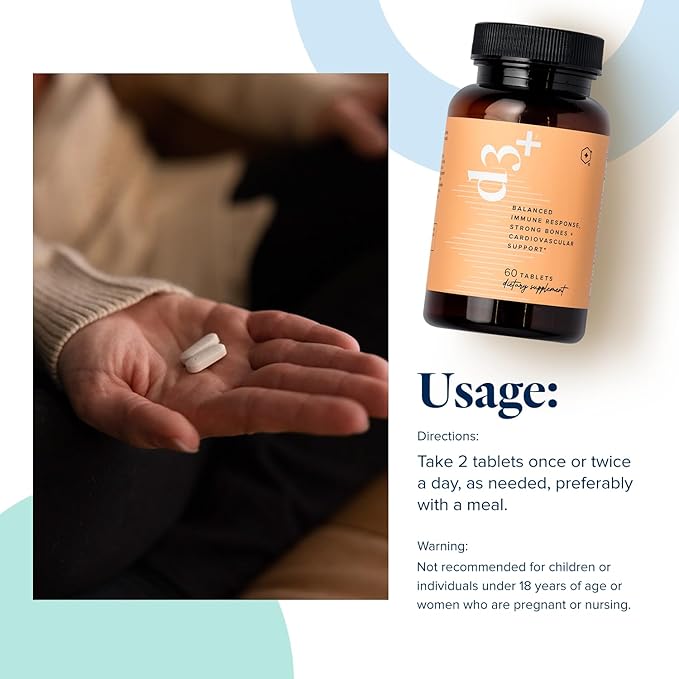 LifeVantage D3+ - Vitamin D3 Immune Support Supplement an Excellent Source of Vitamin K2, Magnesium, and Calcium. Non-GMO, Gluten-Free, Vegetarian, and Dairy-Free - 60 Tablets